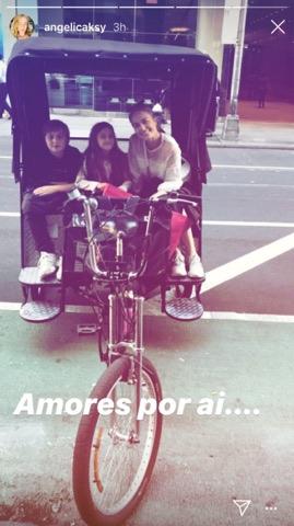 Angélica e Luciano Huck com os filhos em Nova York