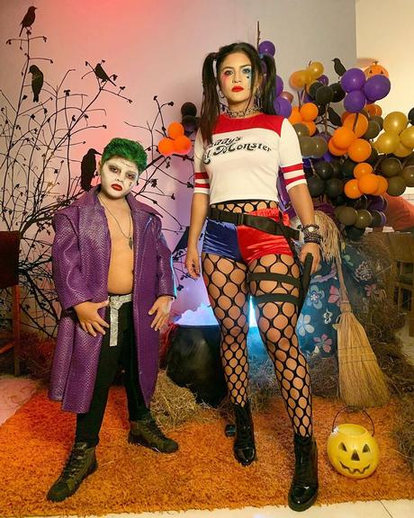 Mileide Mihaile faz festa de Halloween para Yhudy Lima