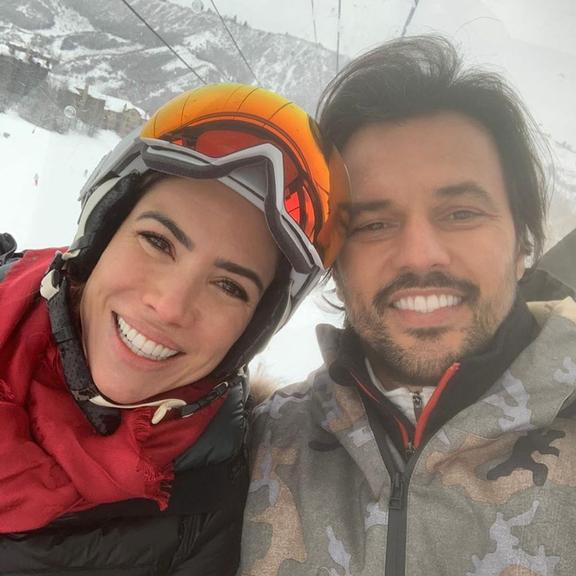 Patricia Abravanel com a família na neve