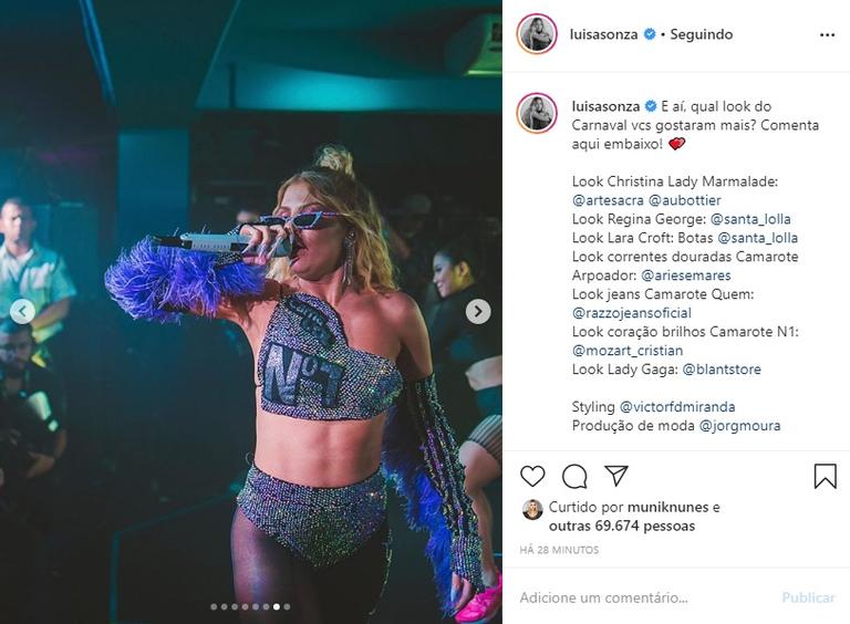 Luisa Sonza mostra os looks que usou no Carnaval e encanta