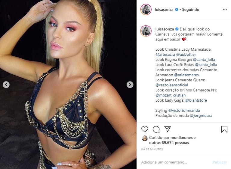 Luisa Sonza mostra os looks que usou no Carnaval e encanta