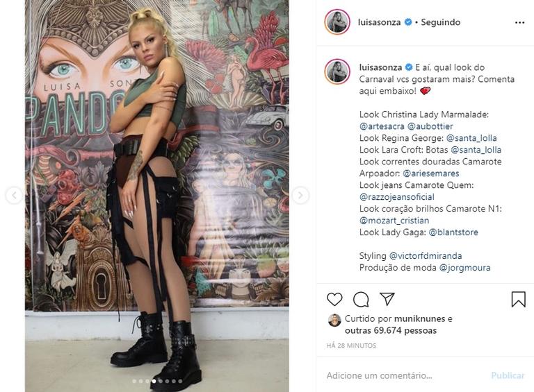 Luisa Sonza mostra os looks que usou no Carnaval e encanta