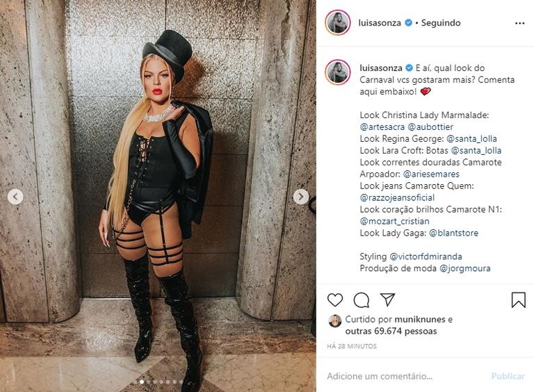 Luisa Sonza mostra os looks que usou no Carnaval e encanta