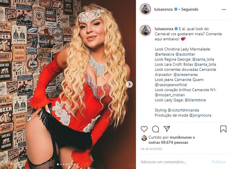 Luisa Sonza mostra os looks que usou no Carnaval e encanta