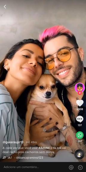 Anitta grava vídeo trocando beijos com o affair, Gui Araújo