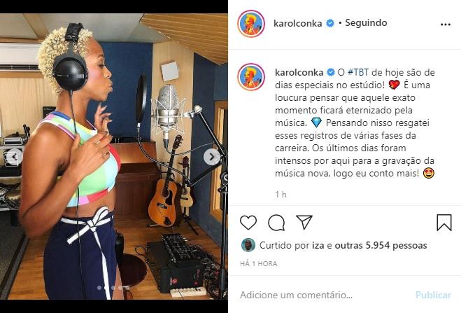 Karol Conka publica cliques no estúdio e fala sobre música