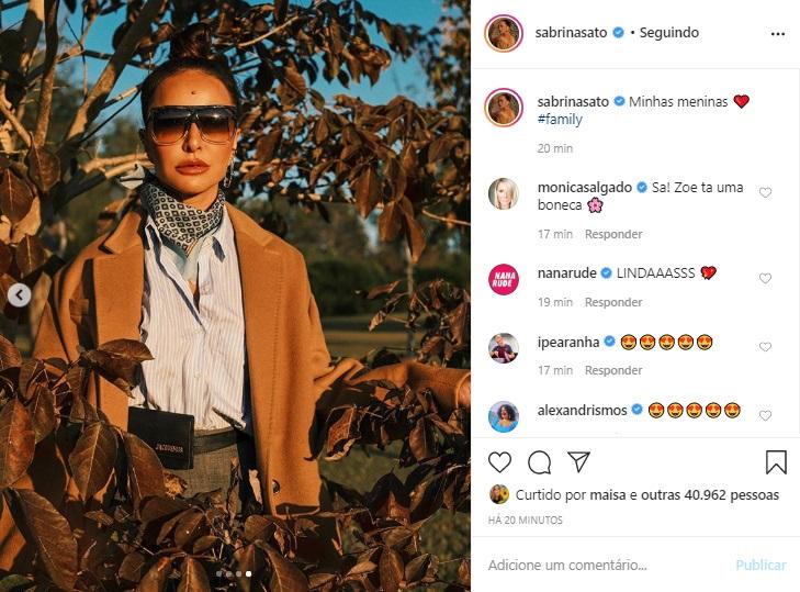 Sabrina Sato compartilha cliques inéditos ao lado da família