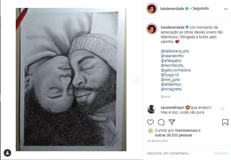 Taís Araujo compartilha artes feitas por seguidores 