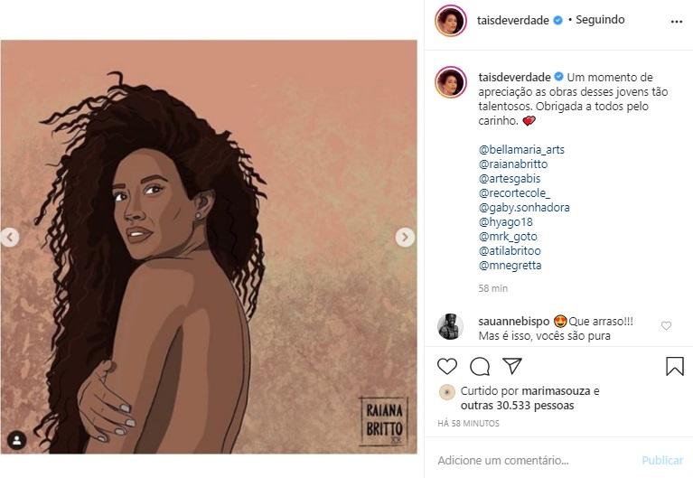 Taís Araujo compartilha artes feitas por seguidores 