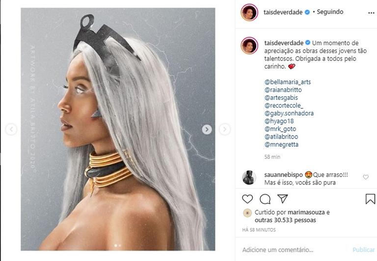 Taís Araujo compartilha artes feitas por seguidores 