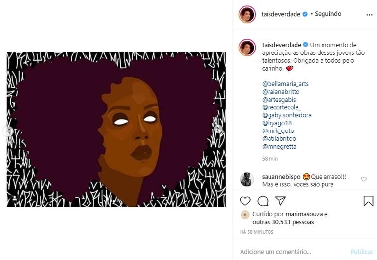 Taís Araujo compartilha artes feitas por seguidores 