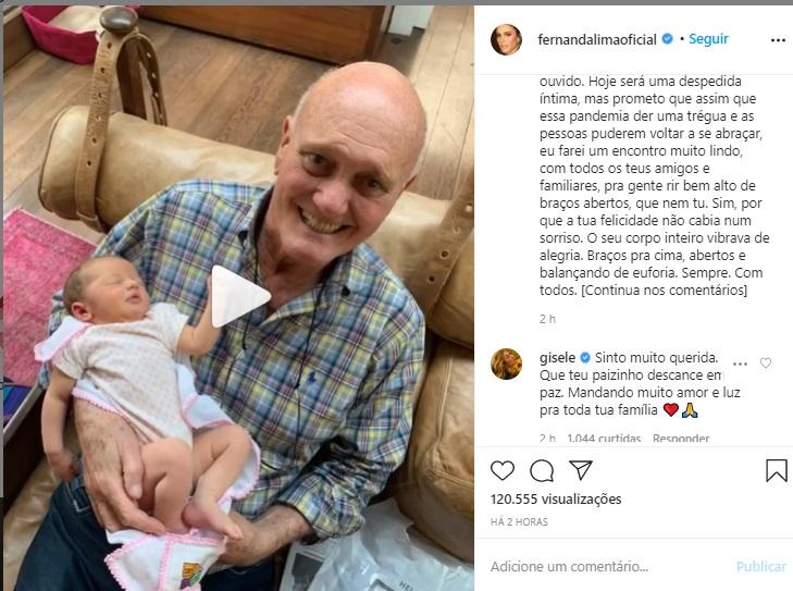 Fernanda Lima lamenta a morte do pai e comove web