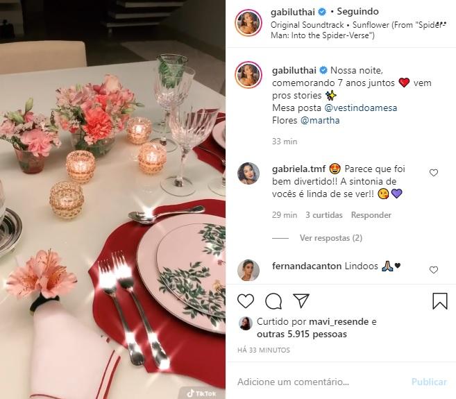 Gabi Luthai e Teo Teló celebram mais um ano juntos