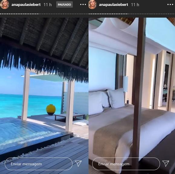 Ana Paula Siebert e Justus se hospedam em resort luxuoso