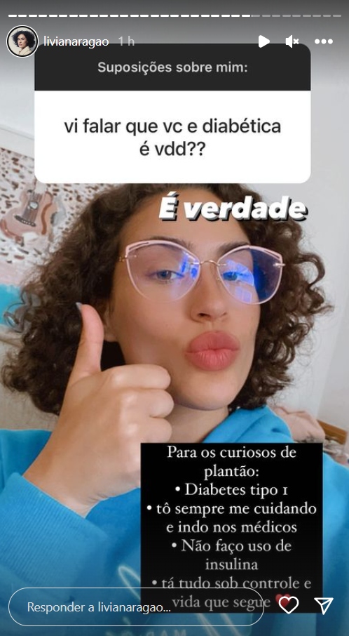 Lívian Aragão fala sobre diabetes - Créditos: Reprodução / Instagram