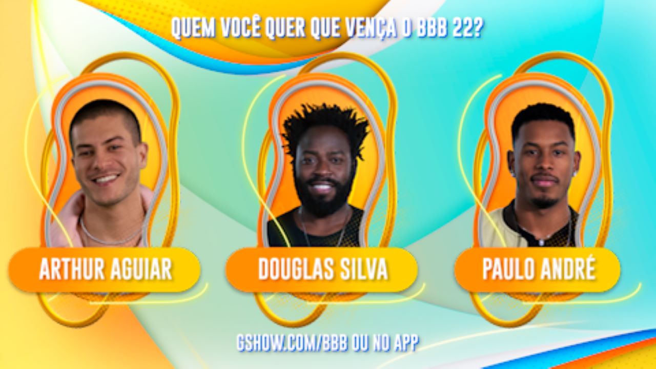 BBB 22: Arthur Aguiar, Douglas Silva e Paulo André são os finalistas do reality; vote em quem deve levar o grande prêmio
