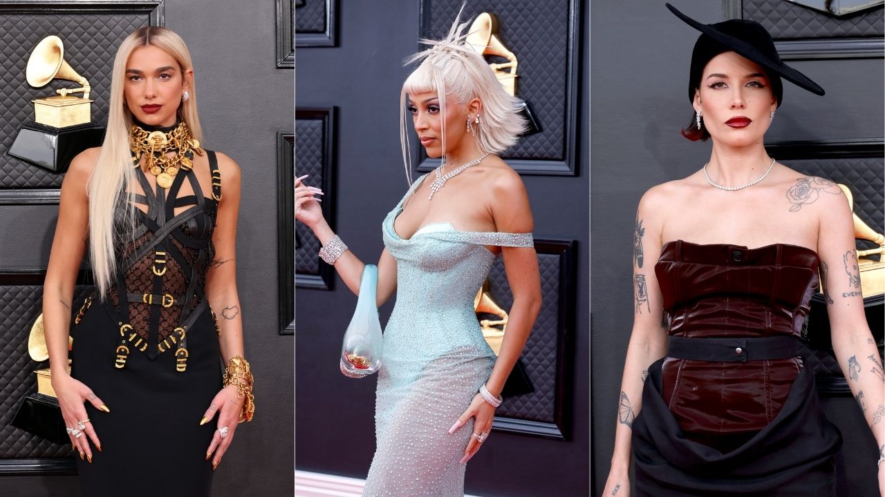 Acessórios, estilo vintage e penteados: As tendências no tapete vermelho do Grammy 2022