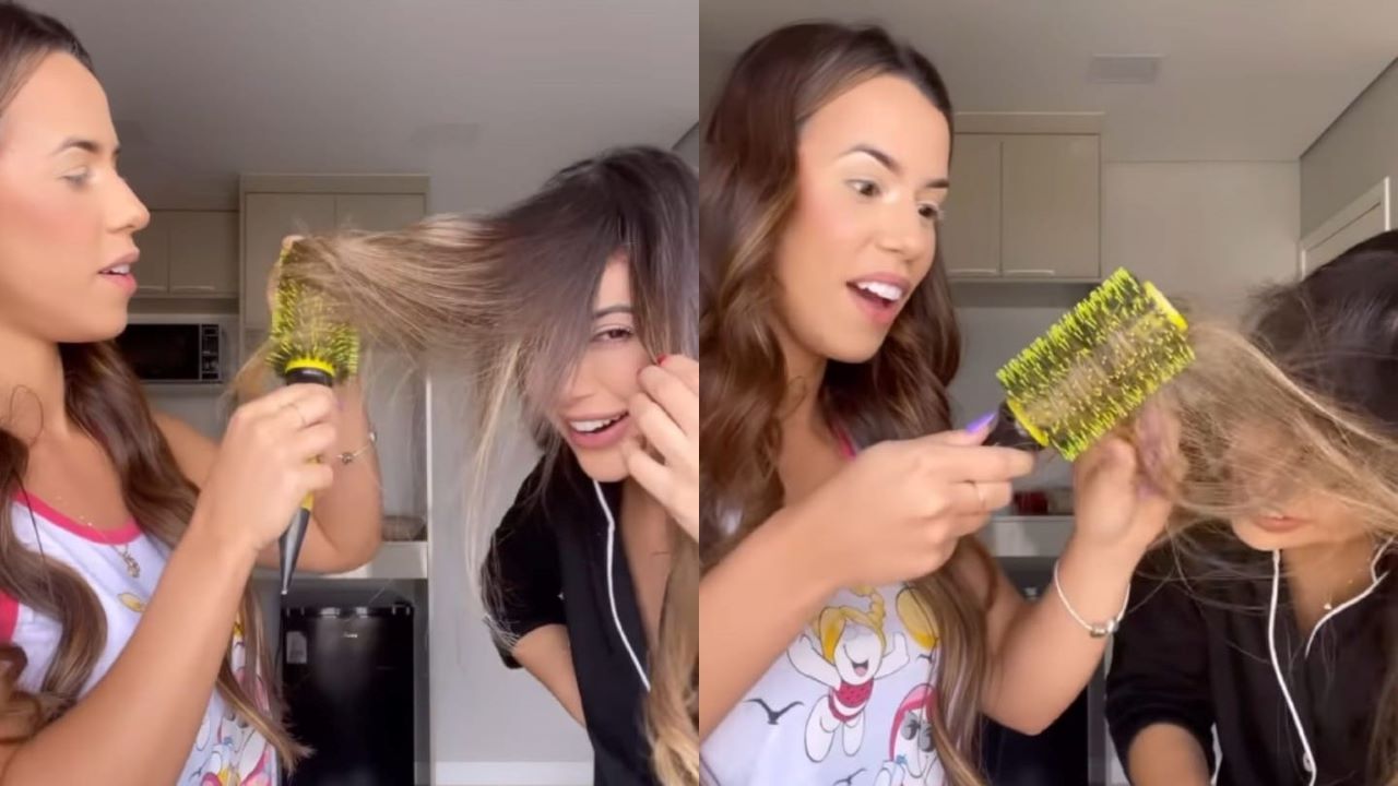 Laís Caldas prende o cabelo na escova e Larissa Tomásia entra em choque