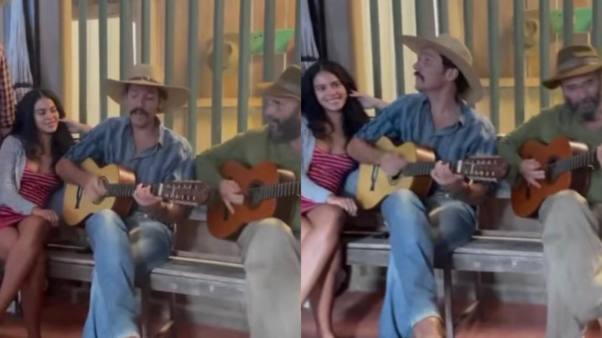 Bella Campos mostra ensaio de roda de viola em Pantanal: ”E ainda sou paga pra isso”