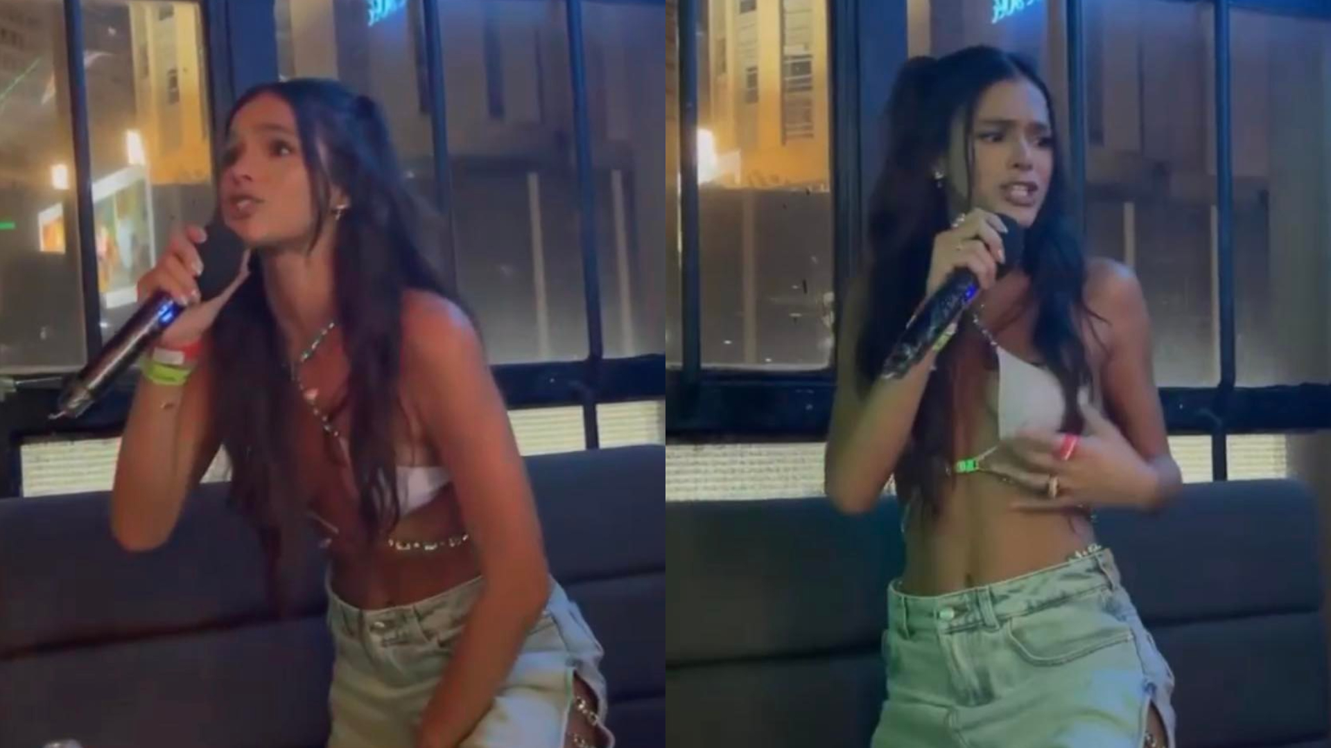 Bruna Marquezine solta a voz em karaokê na festa de Rosalía