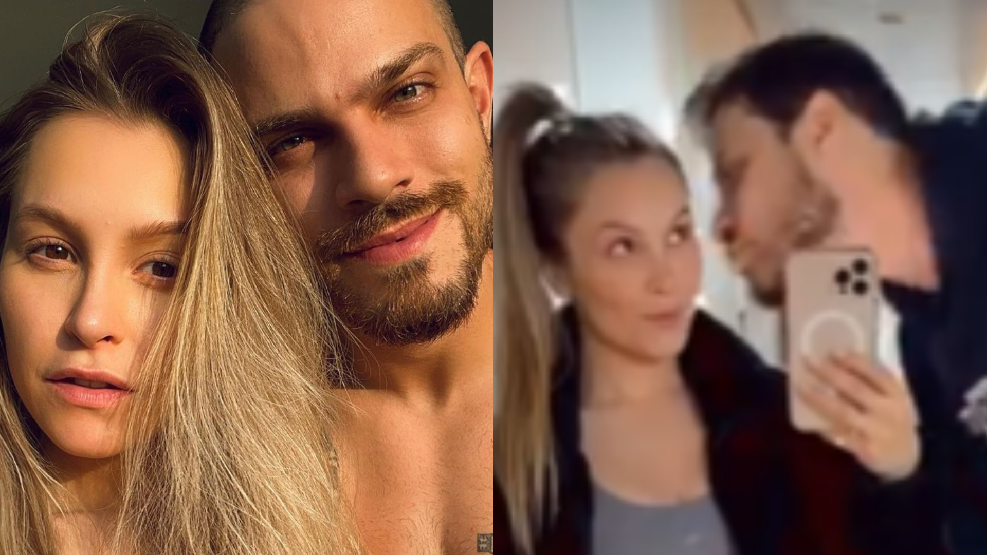 De top e legging, Carla Diaz ganha carinho do namorado após treino