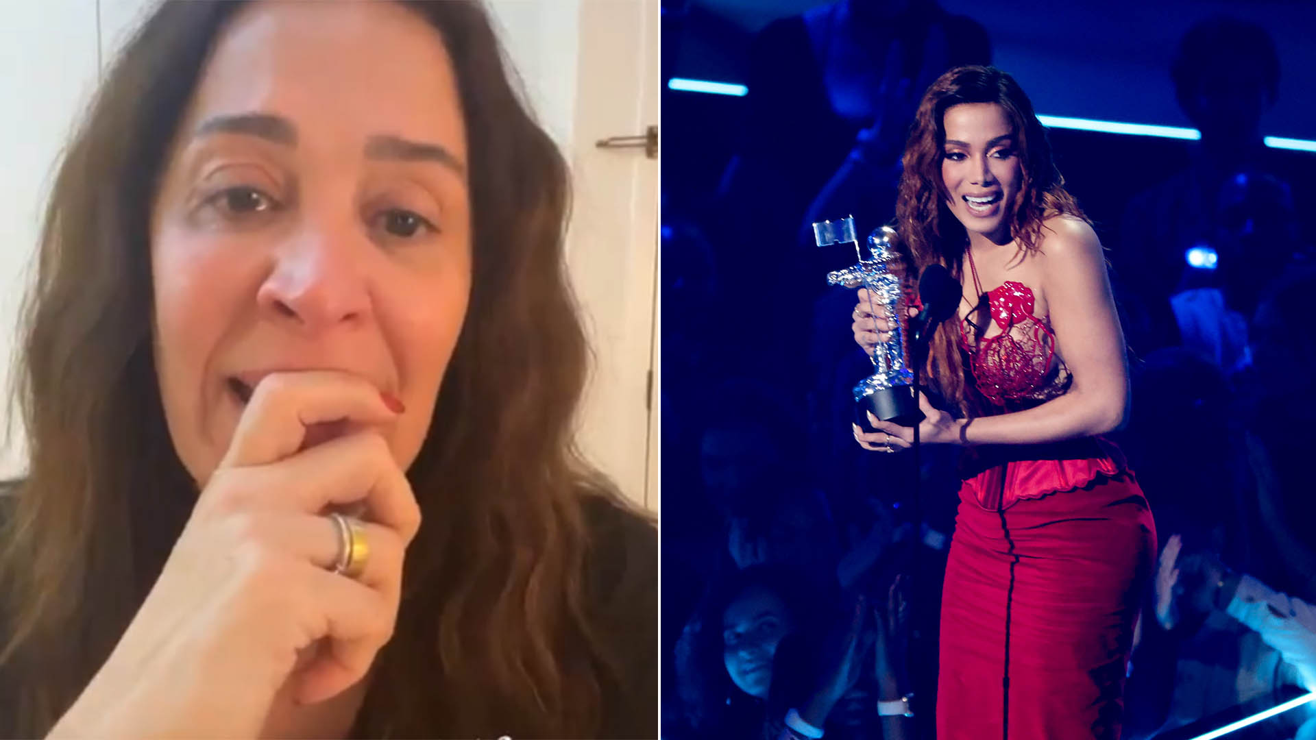 Claudia Raia chora com vitória de Anitta no VMAs 2022