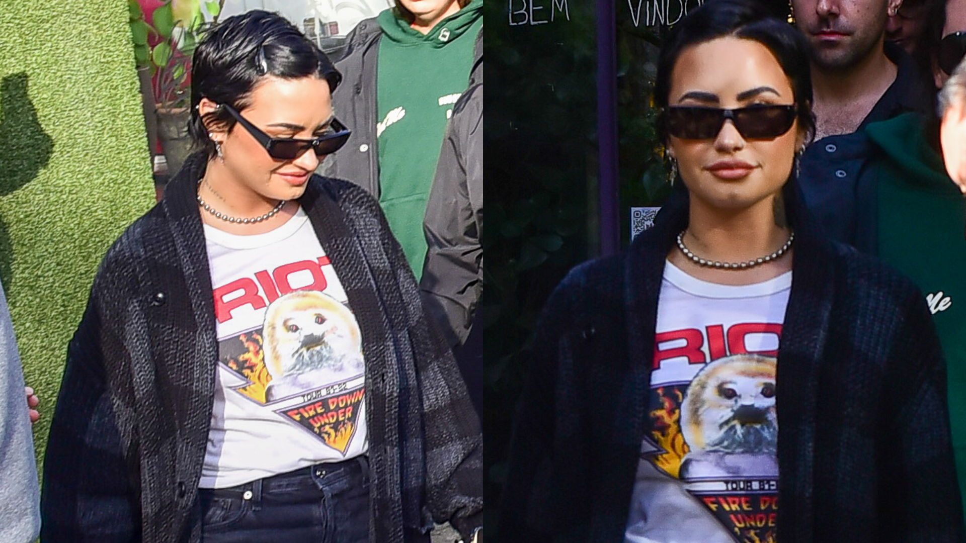 Demi Lovato almoça em cafeteria em São Paulo antes de show no Brasil