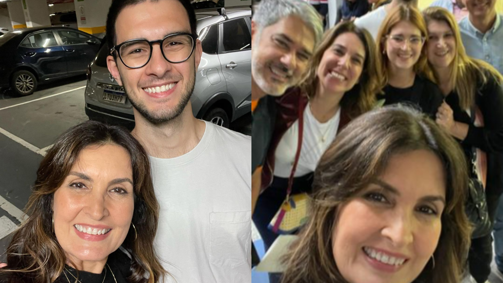 Fátima Bernardes surge com o filho, William Bonner e a mulher, Natasha Dantas