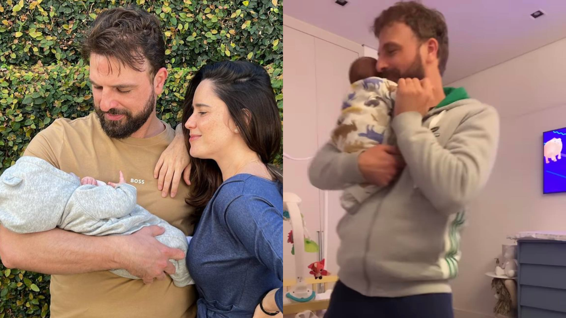 Fernanda Vasconcellos cai na risada com truque de Cássio Reis para acalmar o filho