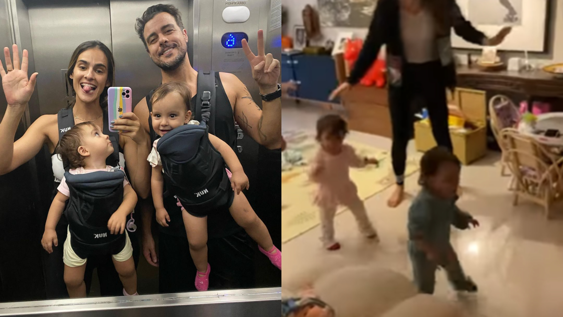 Gêmeas de Marcella Fogaça e Joaquim Lopes esbanjam fofura dançando Xuxa em vídeo