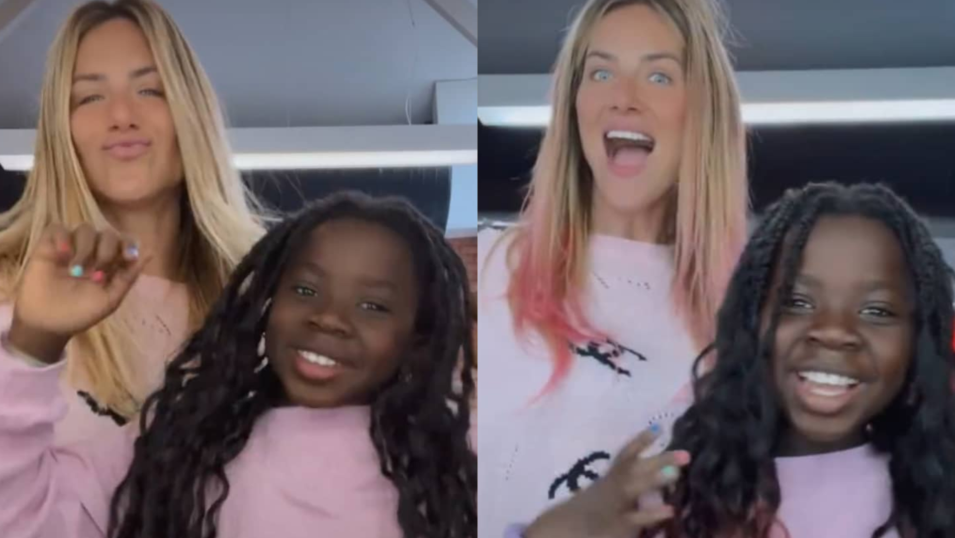 Giovanna Ewbank atende pedido da filha e pinta cabelo de rosa com ela: ”Não resisti”