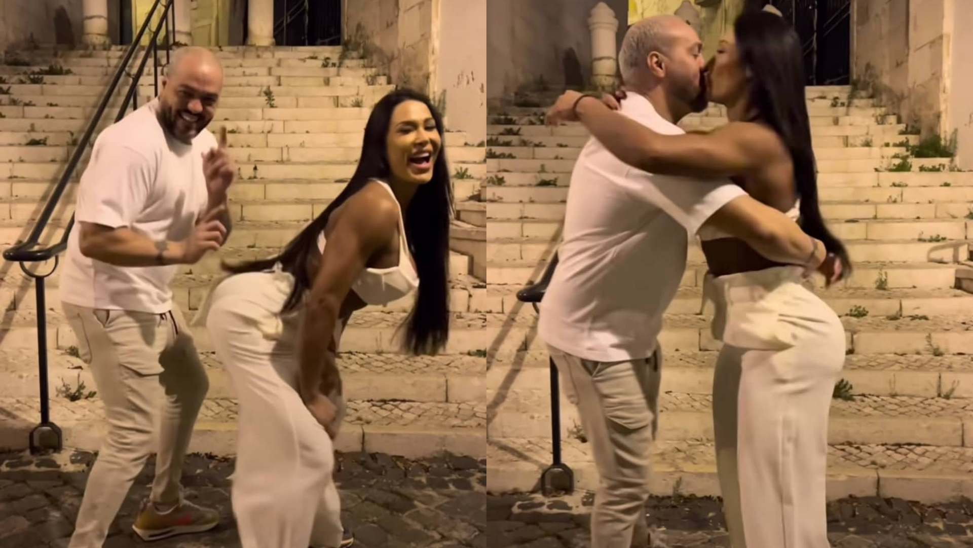Em Portugal, Gracyanne Barbosa rouba a cena ao rebolar bumbum GG para Belo: ”Lindos”