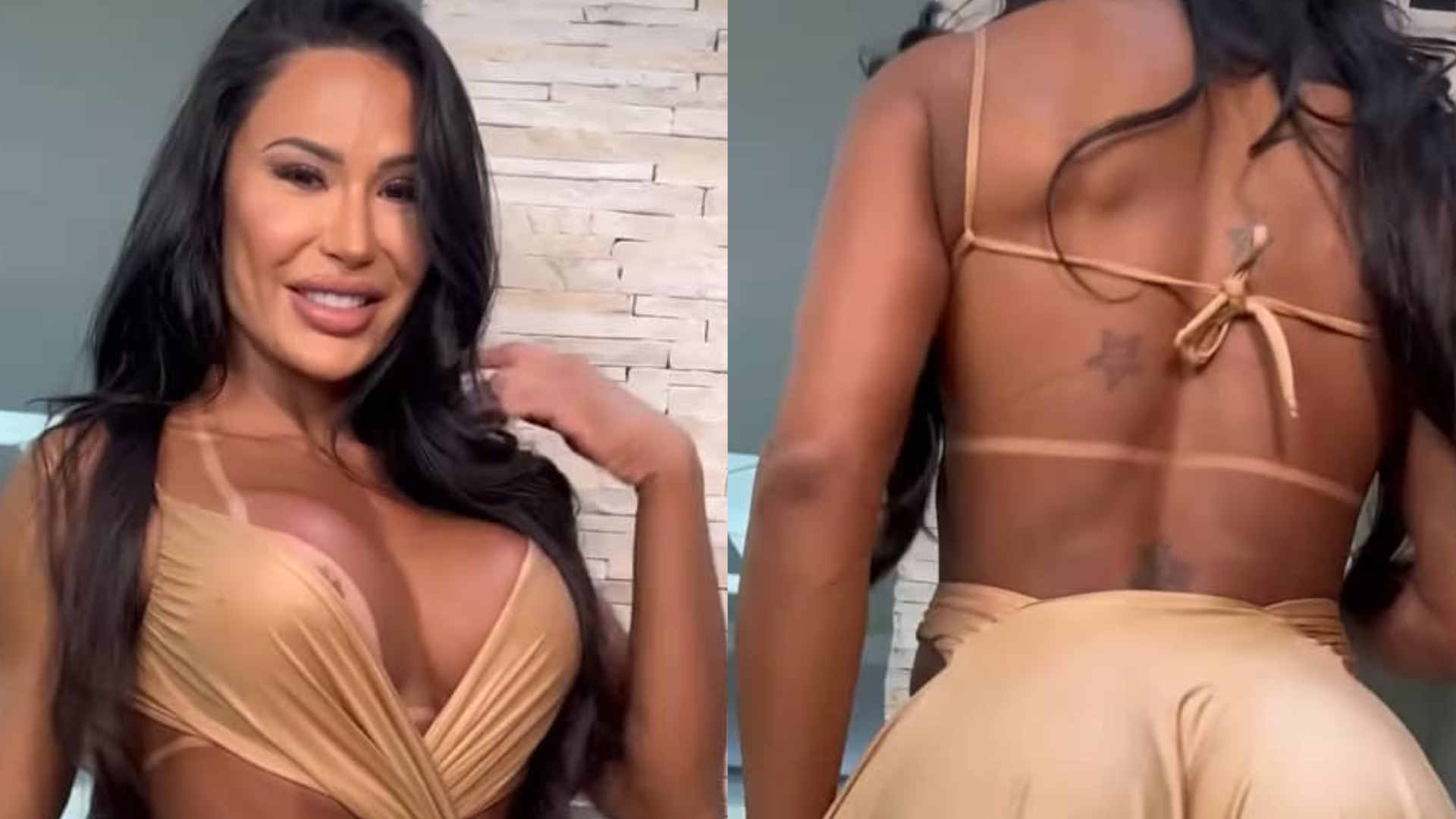 Sem nada por baixo, Gracyanne Barbosa quase mostra demais em vestido todo aberto