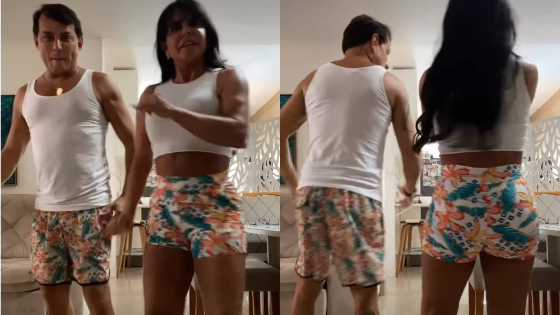 Gretchen e o marido exibem resultado de plásticas em vídeo dançando: ”Estreando o corpinho novo”
