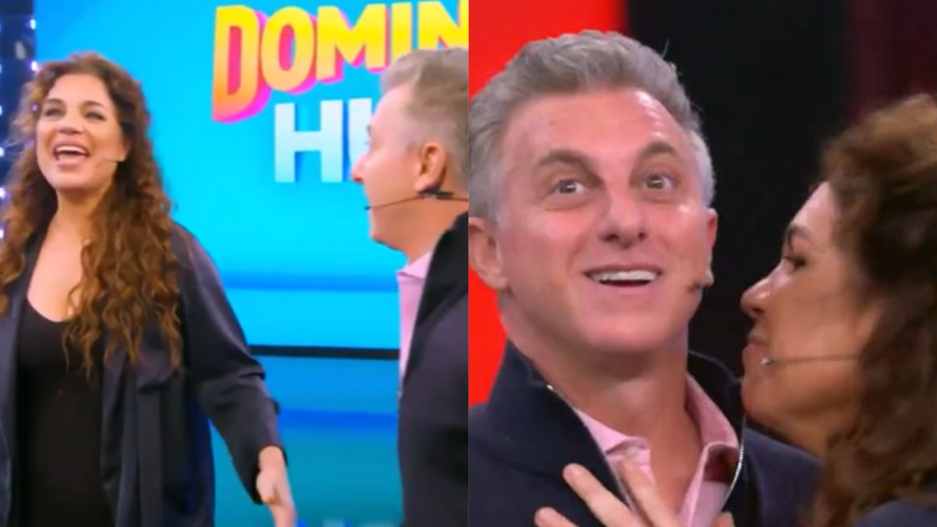 Isabel Teixeira diverte ao encarnar Maria Bruaca no ‘Domingão’ e ‘dá em cima’ de Luciano Huck
