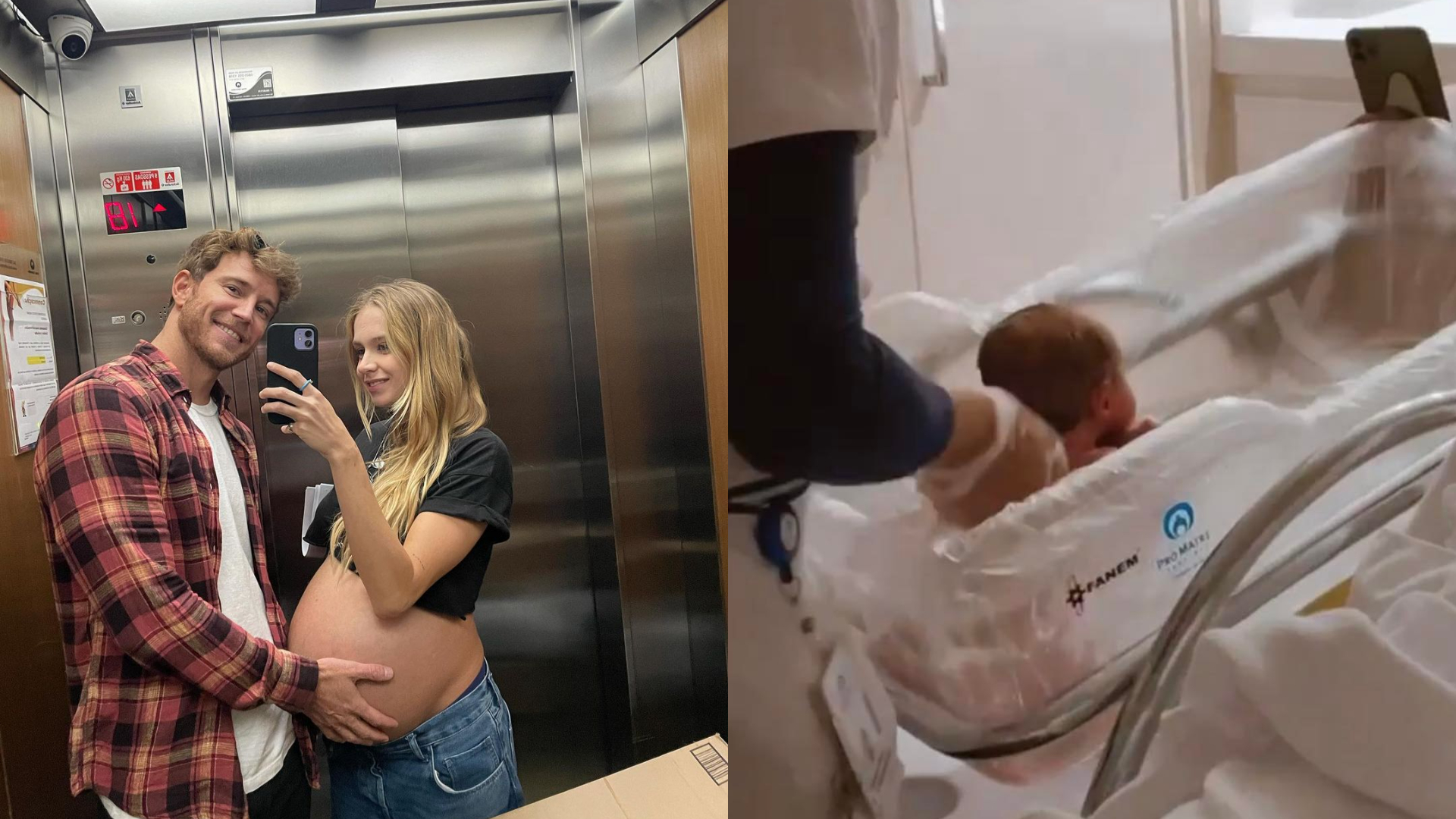 Isabella Scherer mostra reação do namorado com o primeiro banho dos filhos