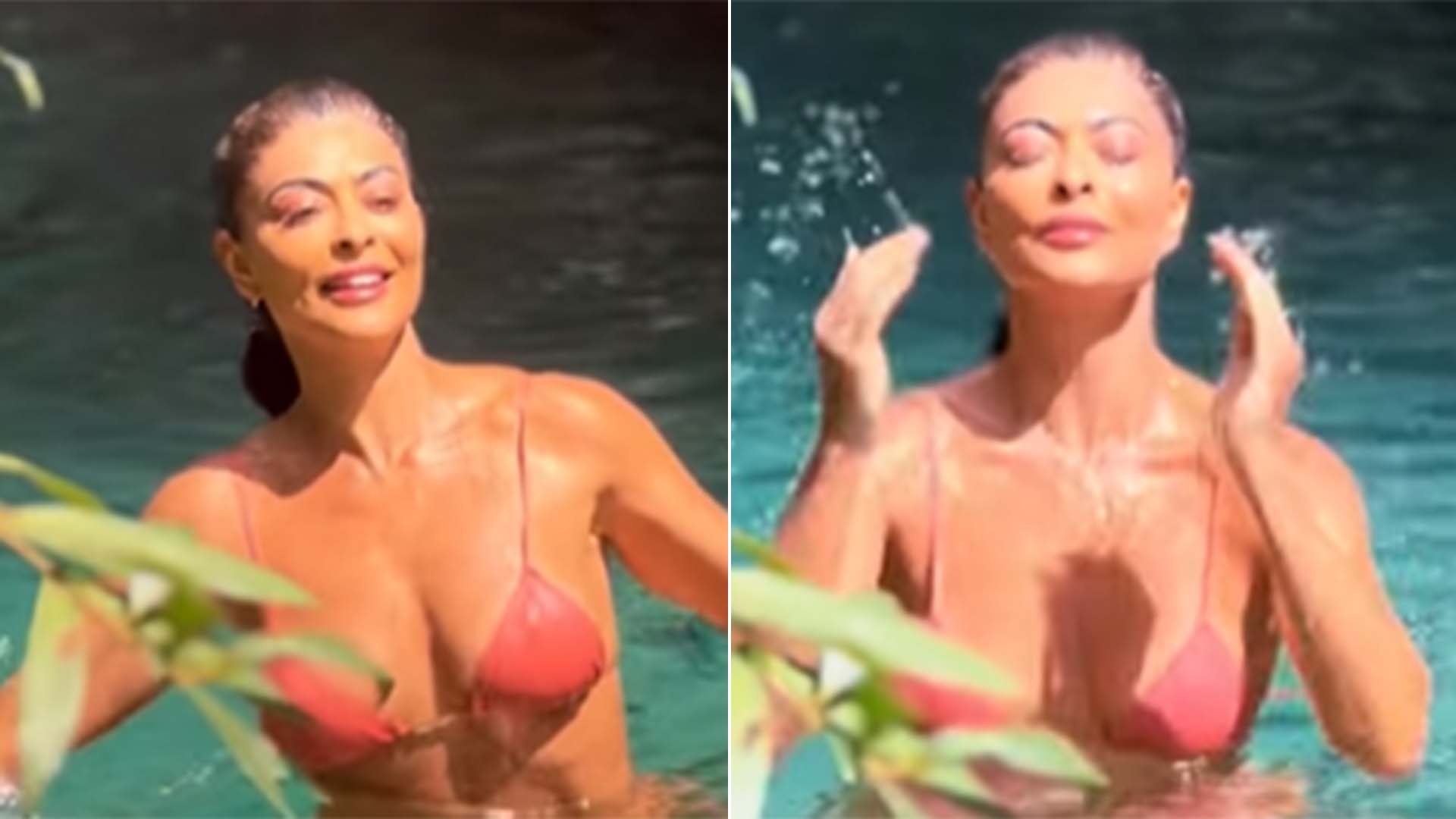 De biquíni, Juliana Paes curte mergulho em lagoa com água cristalina