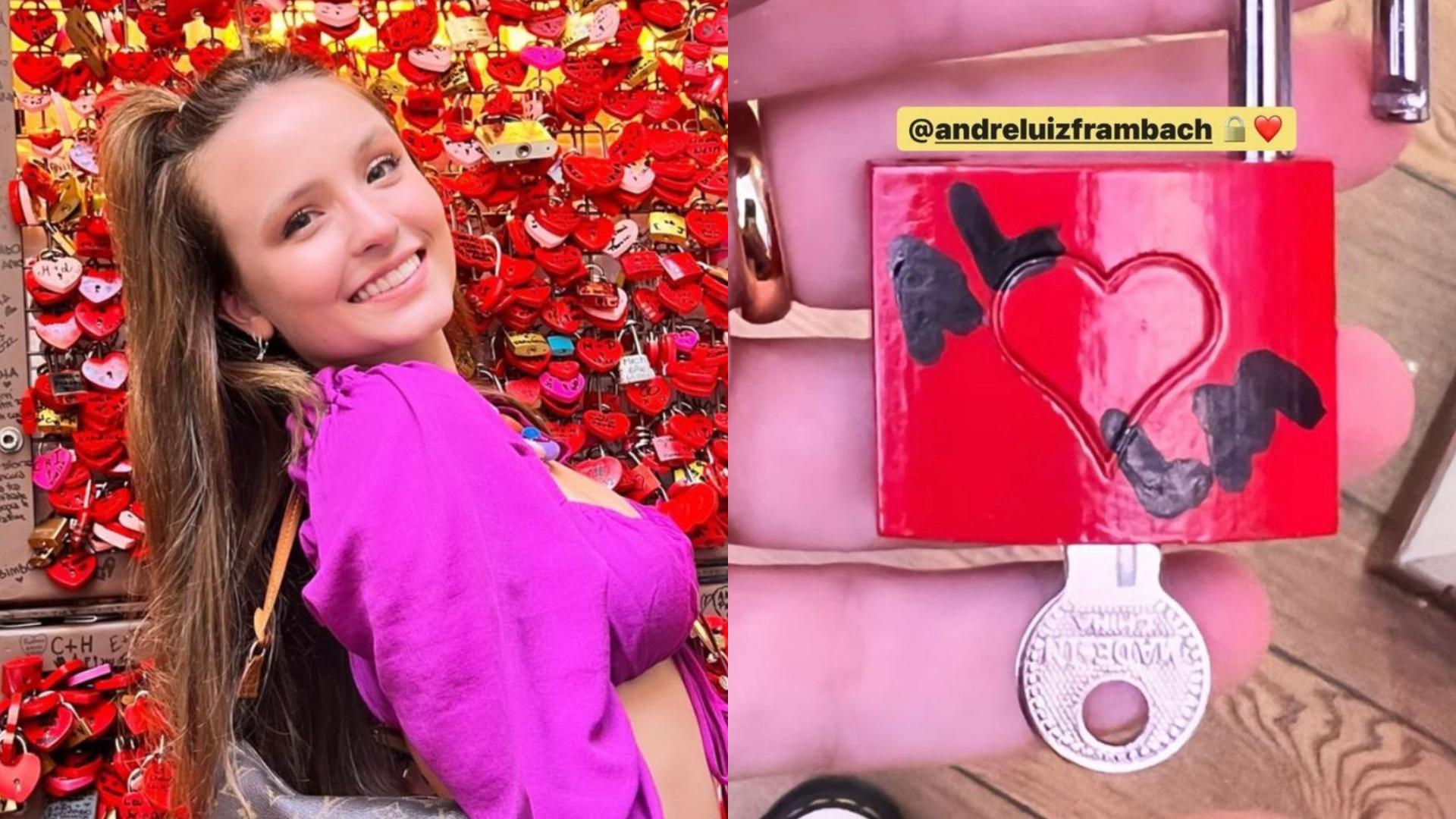 Larissa Manoela deixa prova de amor com o nome do namorado em ponto turístico na Itália