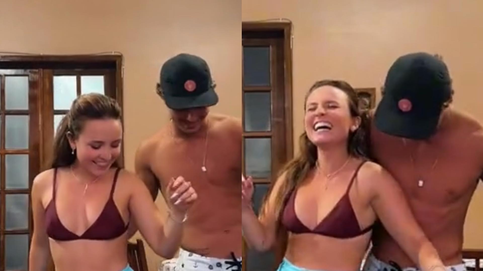 De biquíni, Larissa Manoela dança coladinha com o namorado, André Luiz Frambach