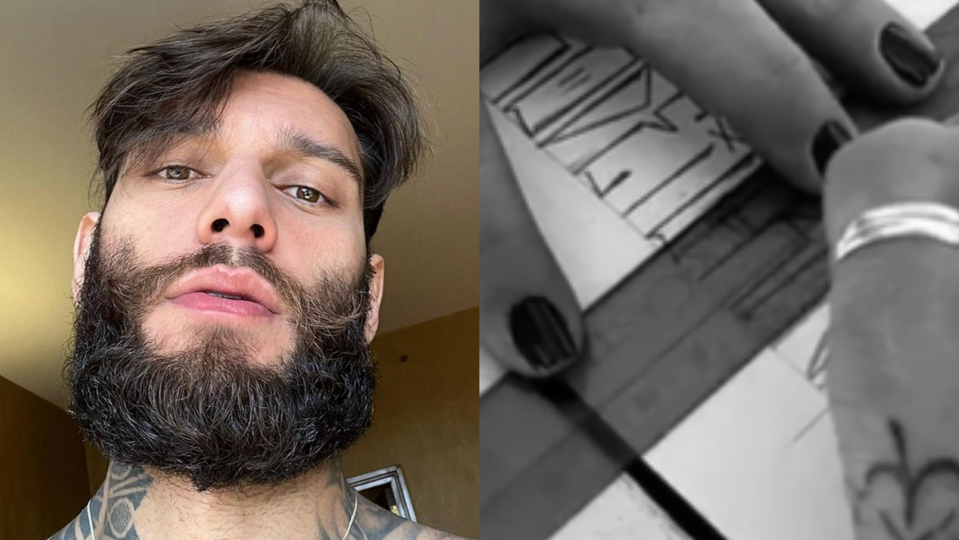 Lucas Lucco faz tatuagem do novo filme com Carla Diaz