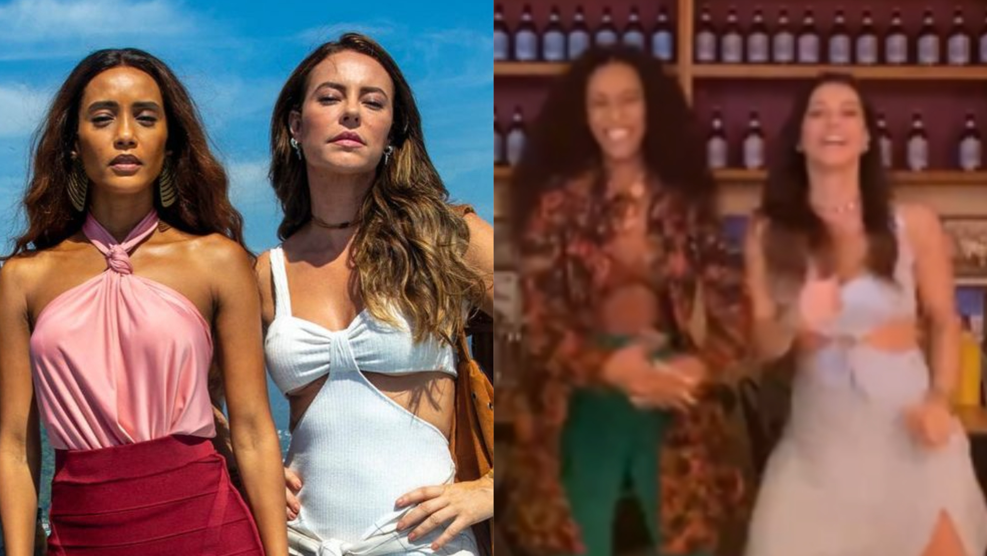Paolla Oliveira diverte ao mostrar gingado ao lado de Taís Araujo ao som de É o Tchan!