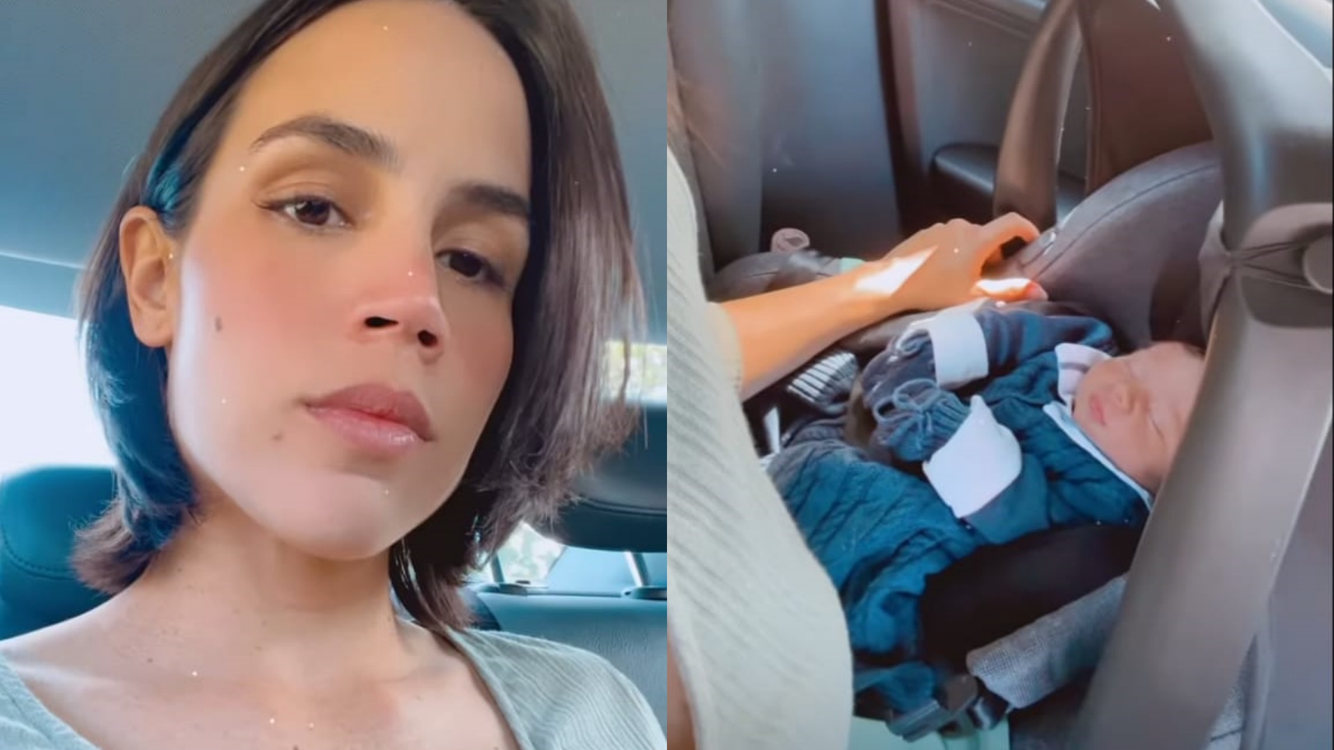Pérola Faria deixa a maternidade com o filho, Joaquim