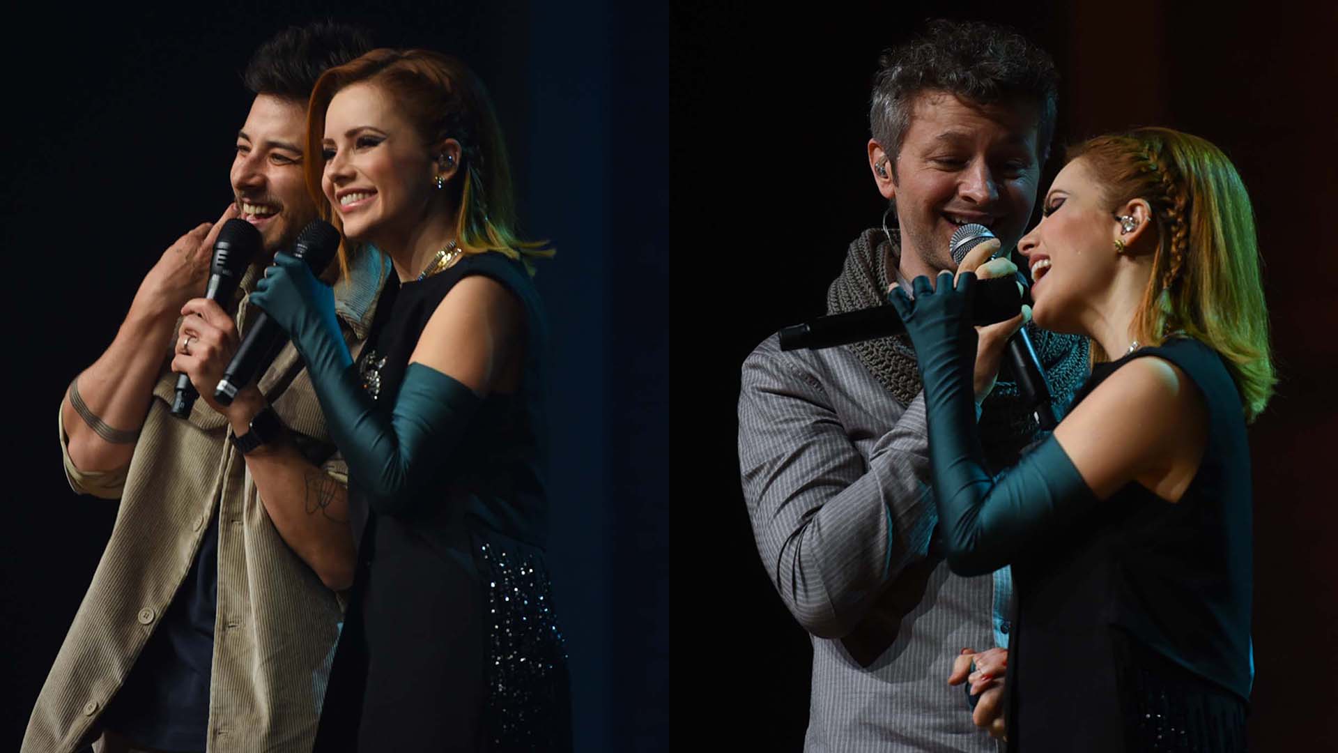 Sandy recebe o irmão, Junior, e o marido, Lucas, no palco