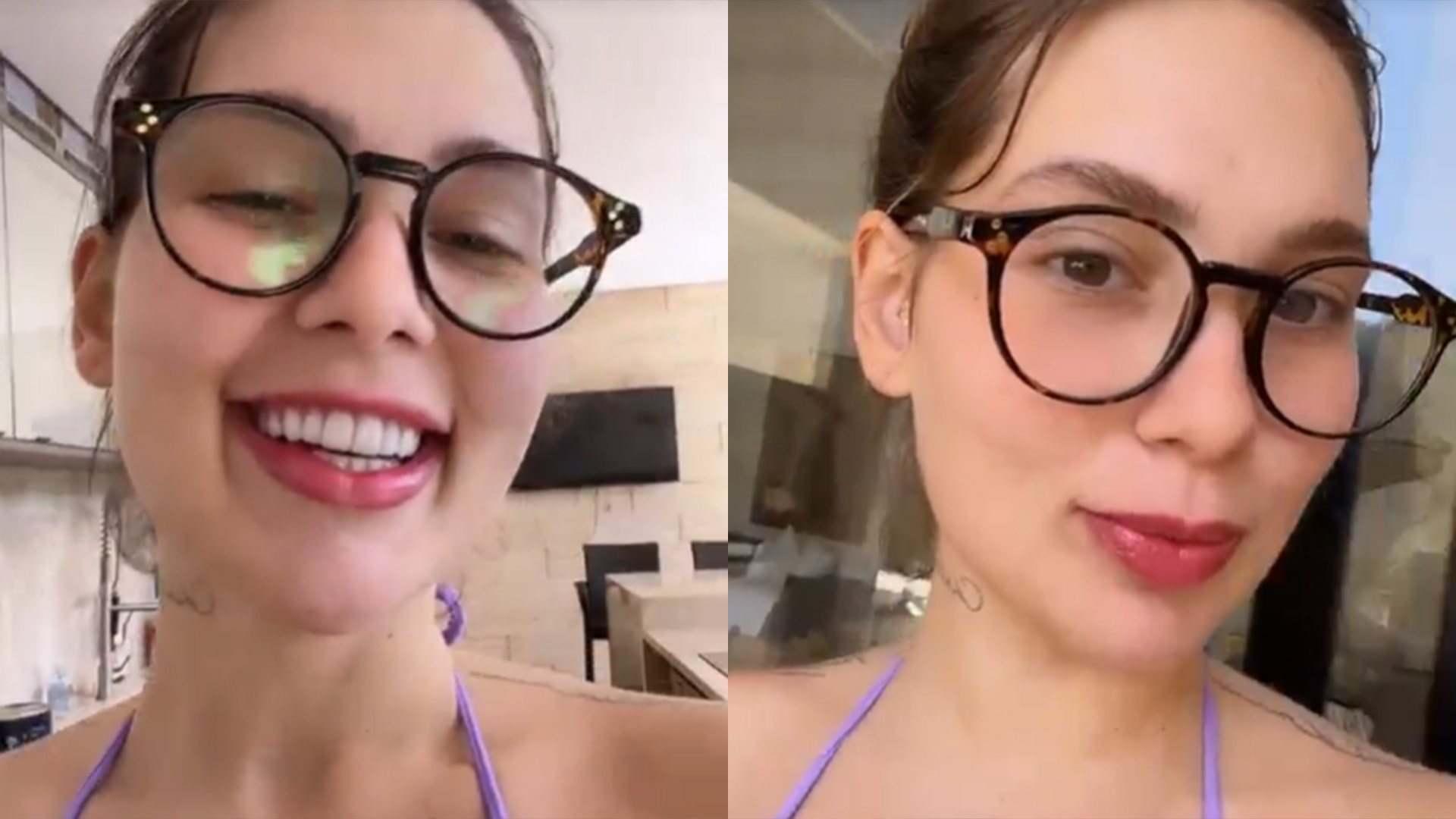 Grávida, Virginia Fonseca surge só de biquíni fininho em casa