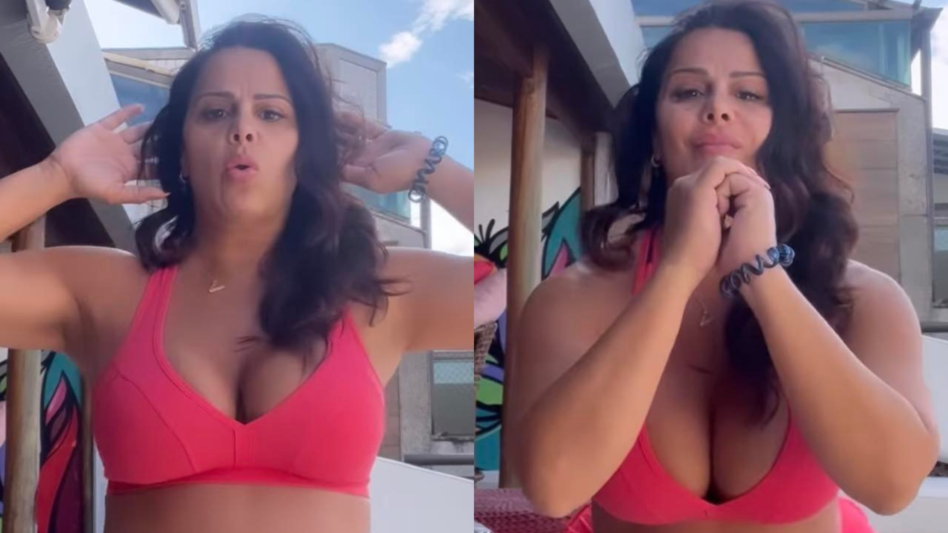 Grávida, Viviane Araujo malha e exibe barrigão em vídeos