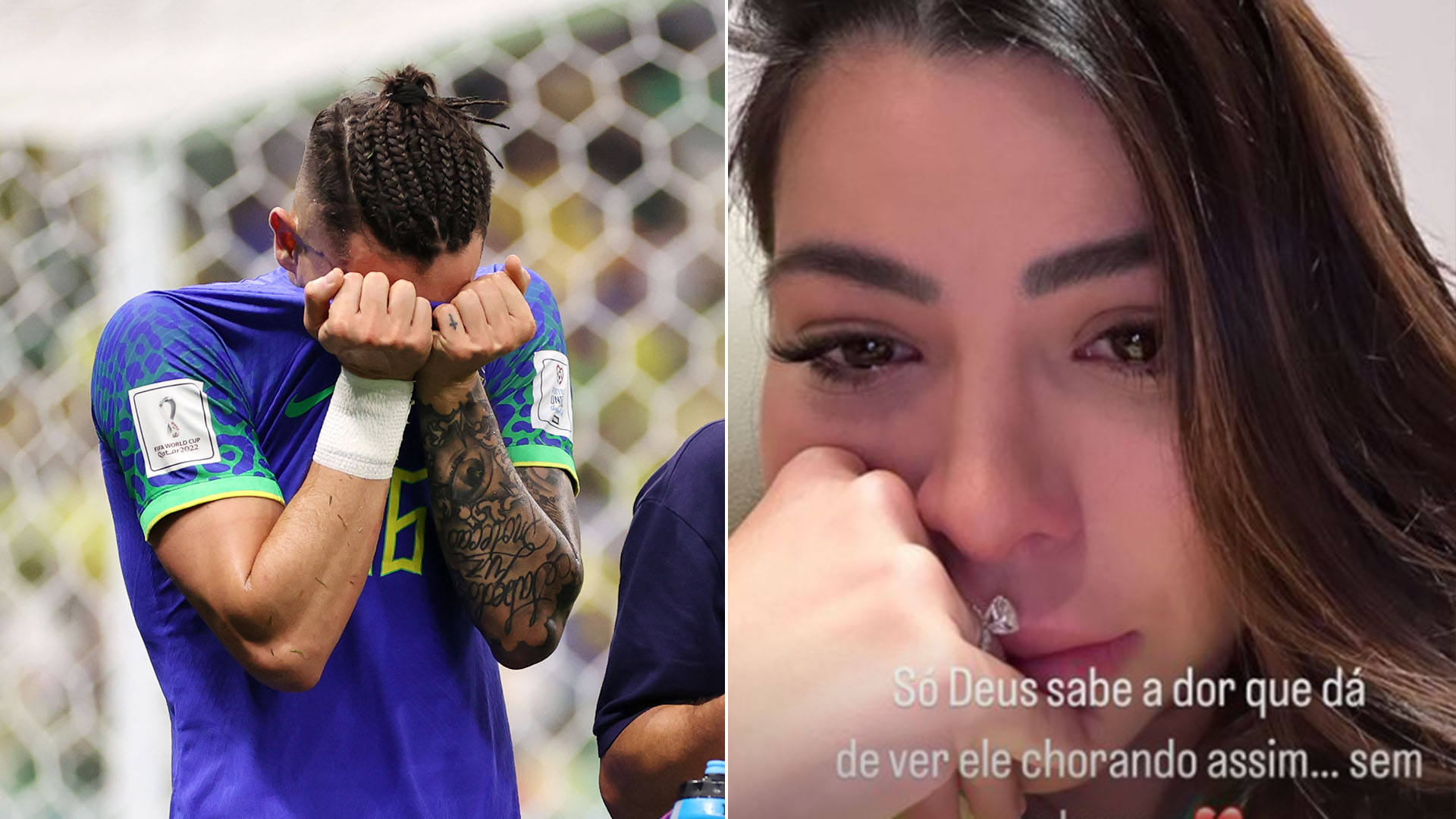 Noiva de Alex Telles desabafa: ‘Dor de ver ele chorando’