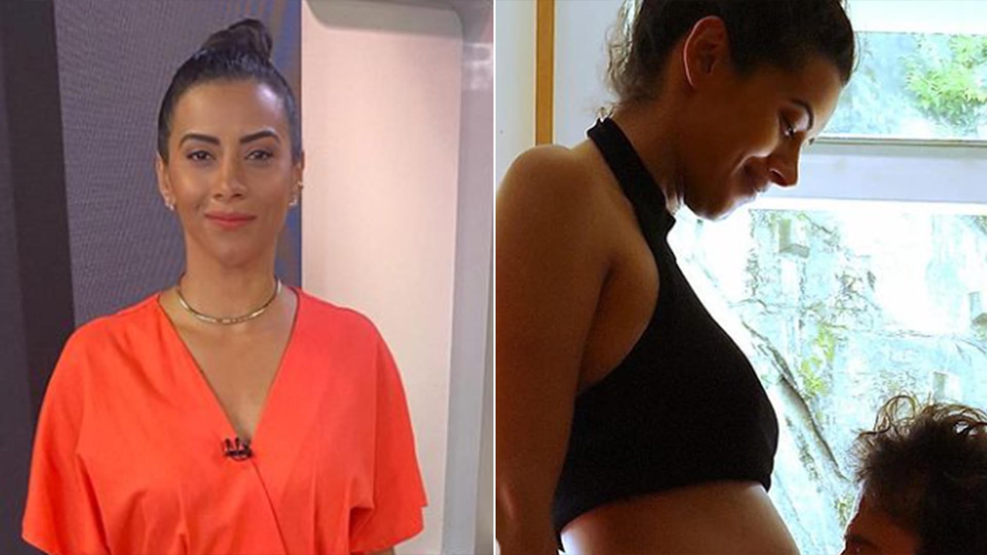 Apresentadora da GloboNews, Aline Midlej mostra a barriga de grávida pela primeira vez