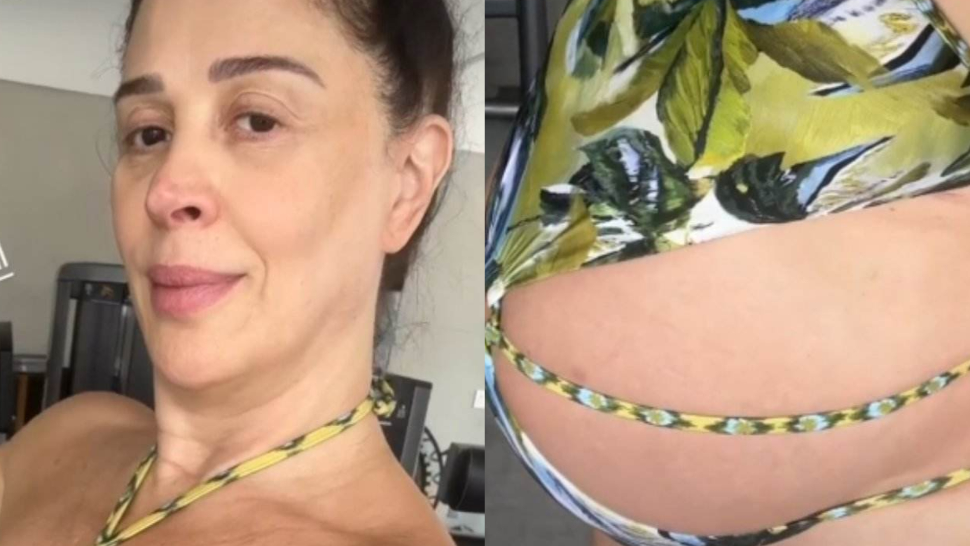 De maiô, Claudia Raia exibe barrigão de grávida ao treinar na academia: ”Na luta”