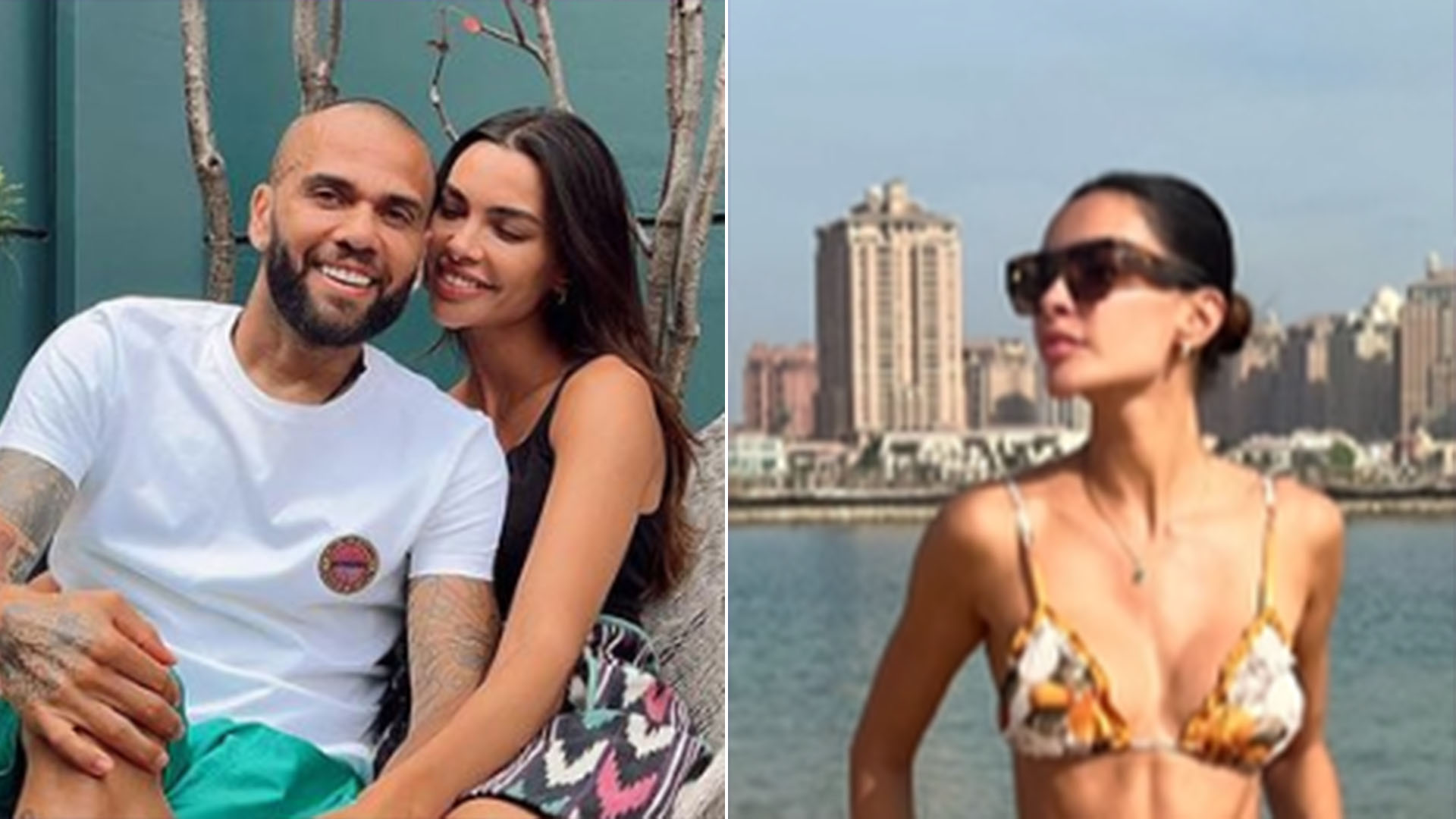 Esposa de Daniel Alves, Joana Sanz exibe corpão ao curtir praia no Catar
