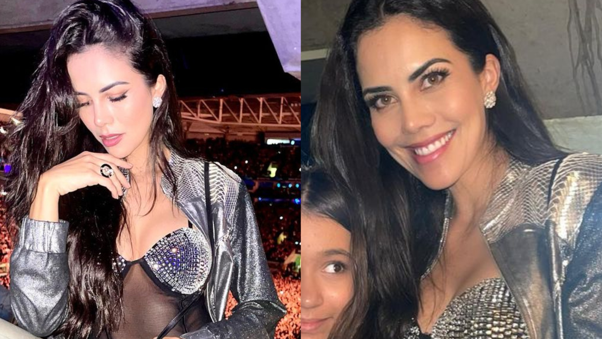Com look nada discreto, Daniela Albuquerque curte show com as filhas: ”Sensacional”